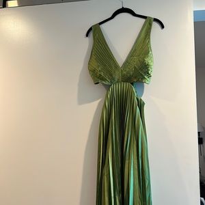 Abercrombie satin green semi formal cocktail cut out dress NWT